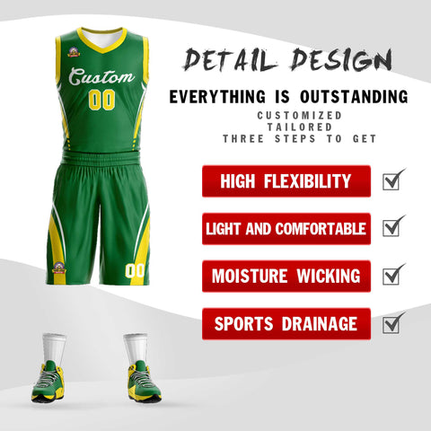 Custom Kelly Green White Classic Sets Mesh Basketball Jersey