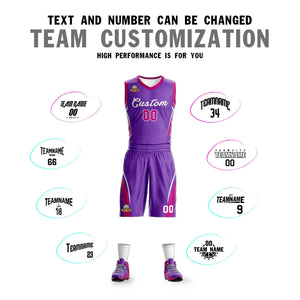 Custom Purple White Classic Sets Mesh Basketball Jersey