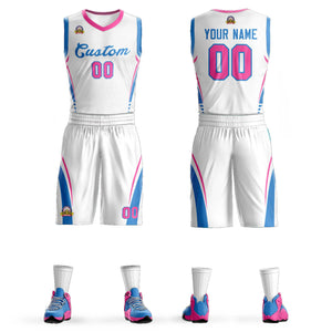 Custom White Blue Classic Sets Mesh Basketball Jersey