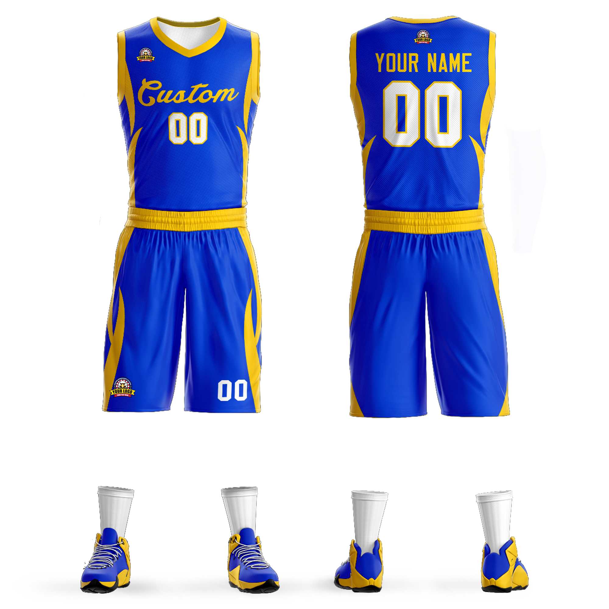 Custom Royal Gold Classic Sets Mesh Basketball Jersey