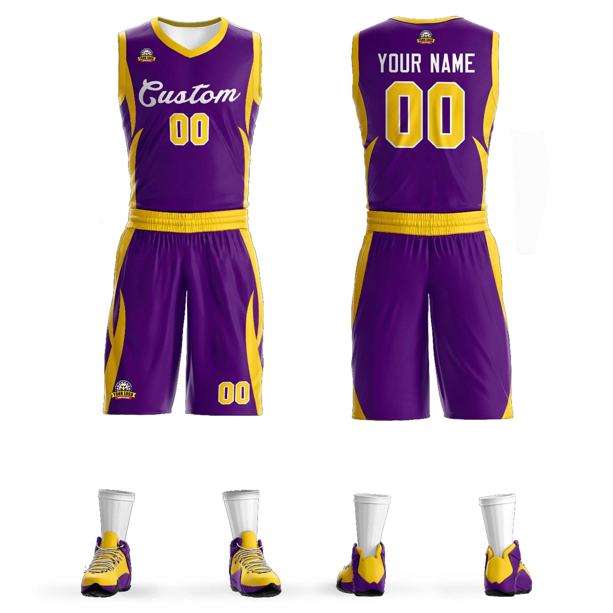 Custom Purple White Classic Sets Mesh Basketball Jersey