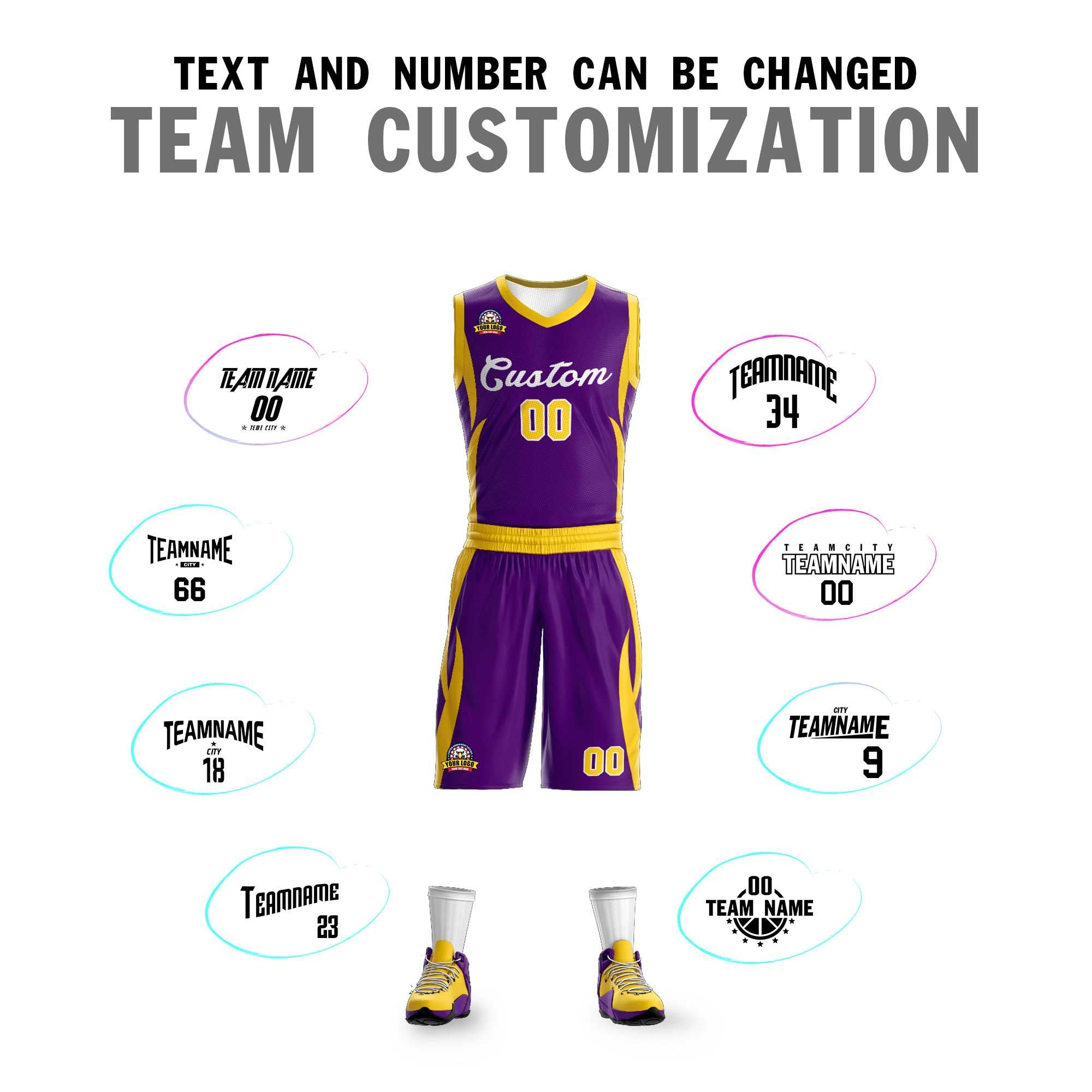 Custom Purple White Classic Sets Mesh Basketball Jersey