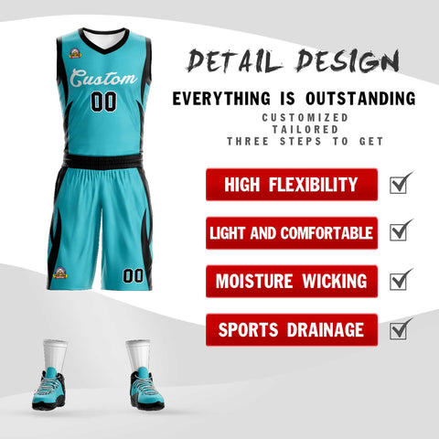 Custom Aqua White Classic Sets Mesh Basketball Jersey