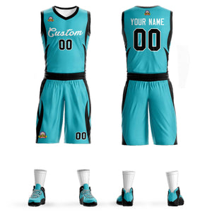 Custom Aqua White Classic Sets Mesh Basketball Jersey