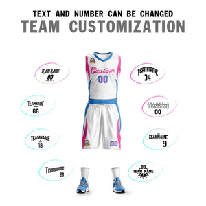 Custom White Pink Classic Sets Mesh Basketball Jersey