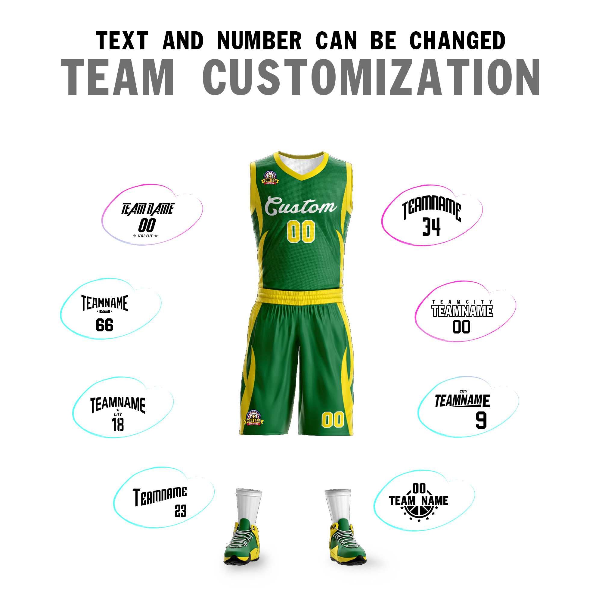 Custom Kelly Green White Classic Sets Mesh Basketball Jersey