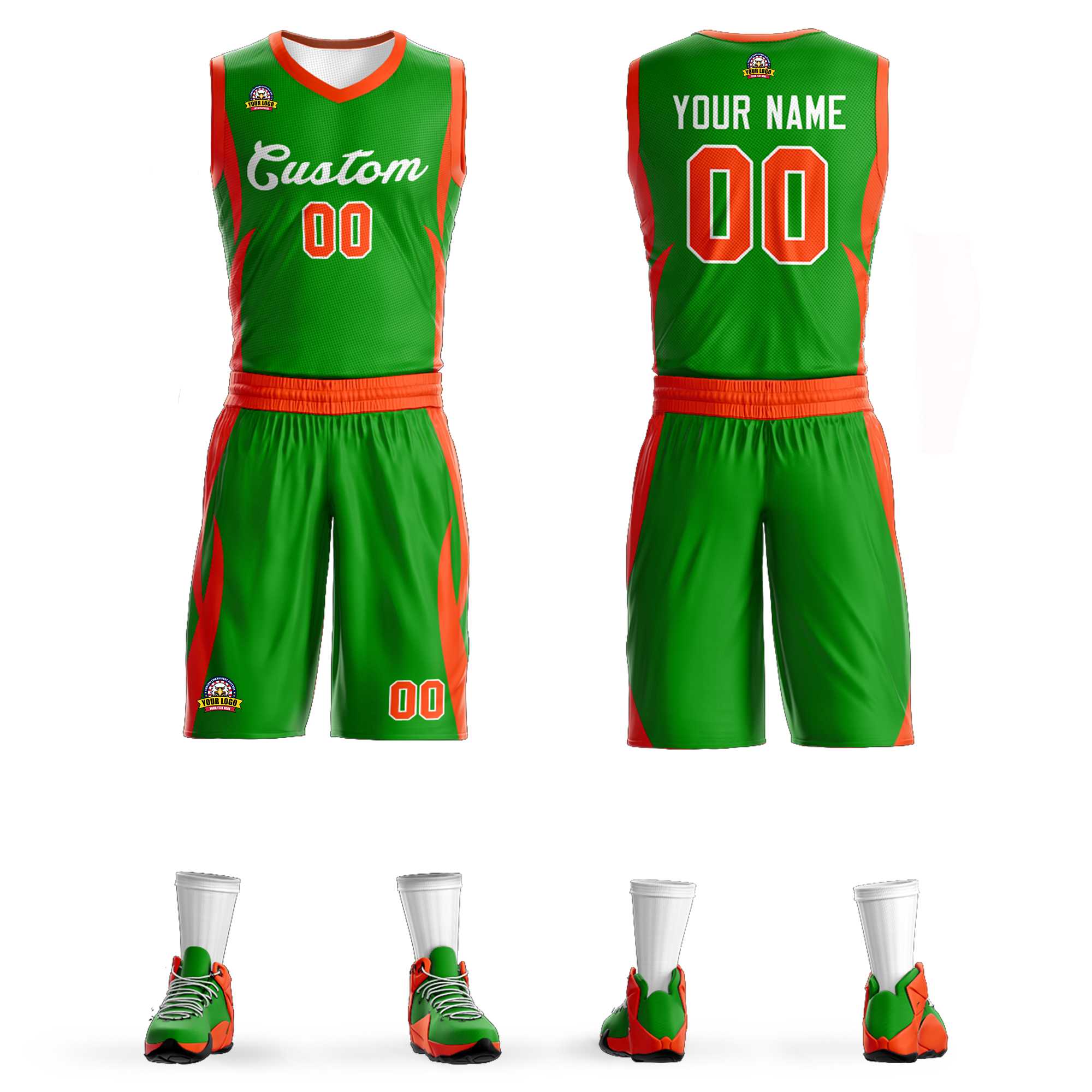 Maillot de basket-ball en maille personnalisé vert vert classique