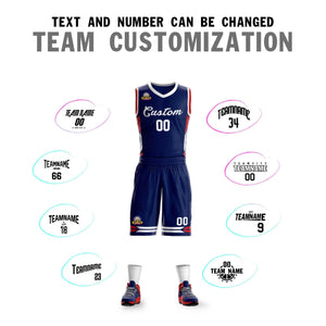 Custom Navy White Classic Sets Mesh Basketball Jersey