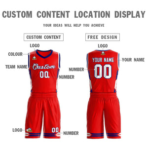 Custom Red White Classic Sets Mesh Basketball Jersey