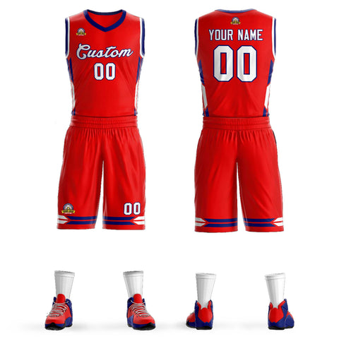 Custom Red White Classic Sets Mesh Basketball Jersey