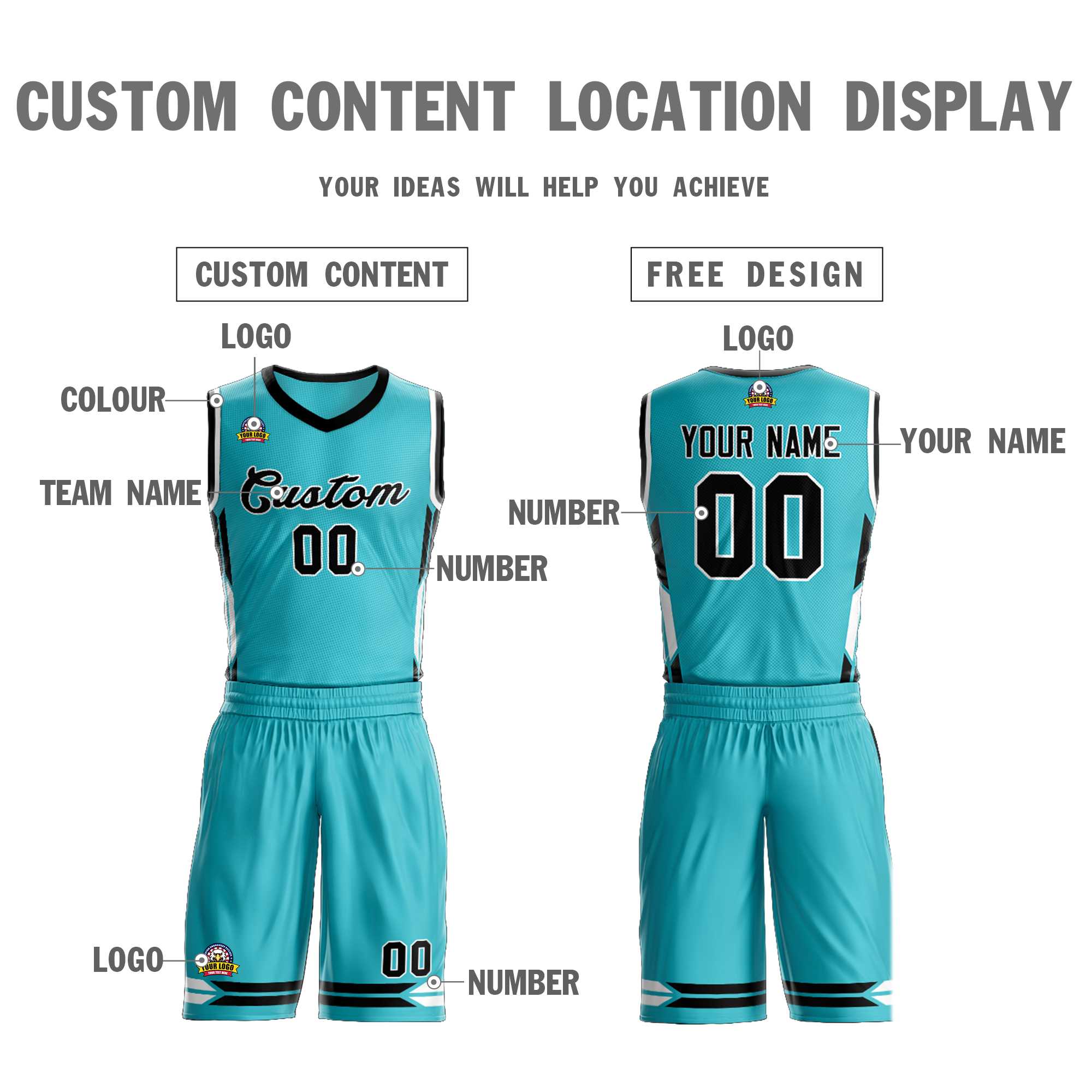 Custom Aqua Black Classic Sets Mesh Basketball Jersey