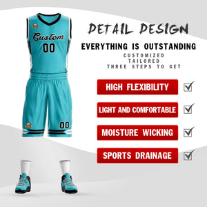 Maillot de basket-ball en maille Aqua Black Classic personnalisé