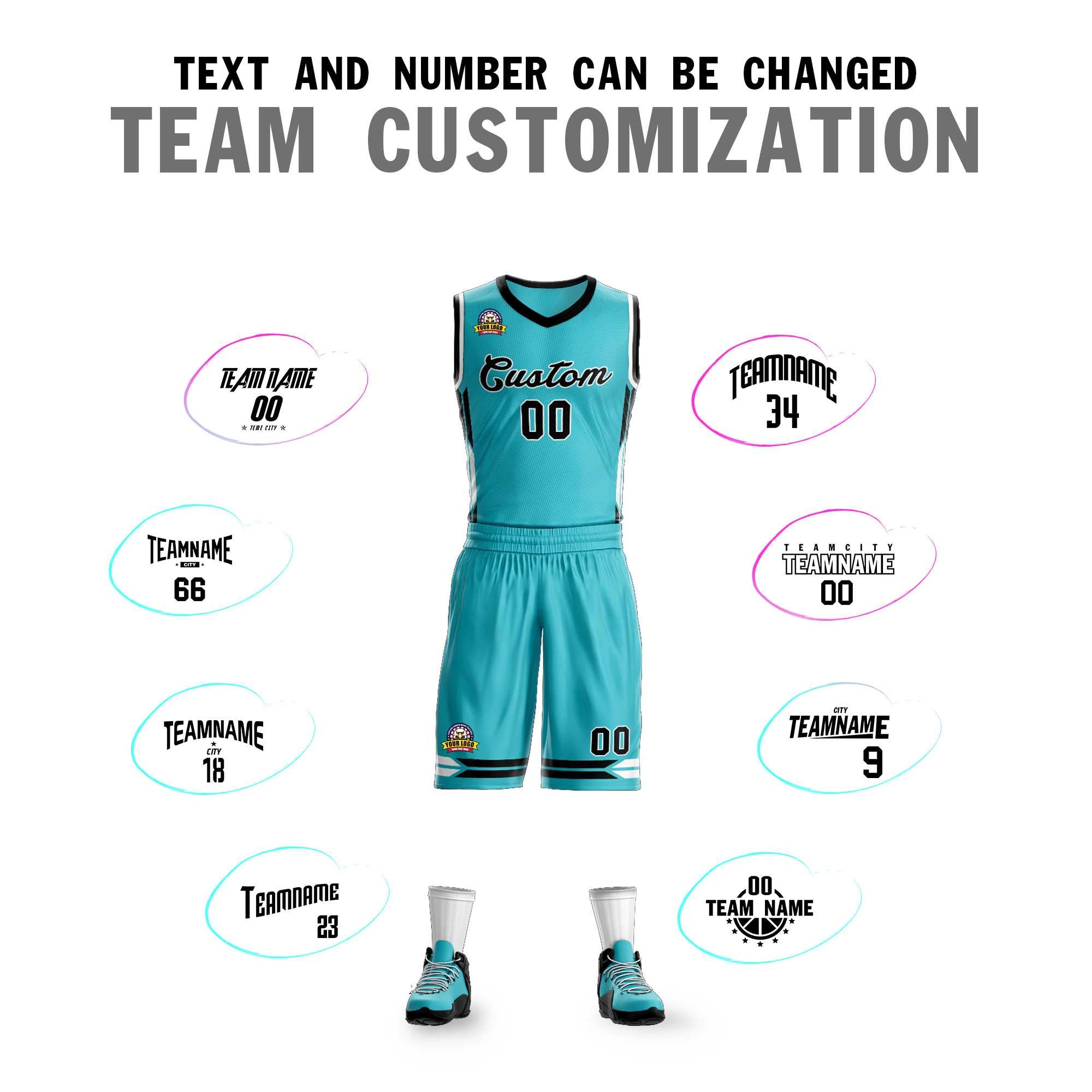 Custom Aqua Black Classic Sets Mesh Basketball Jersey