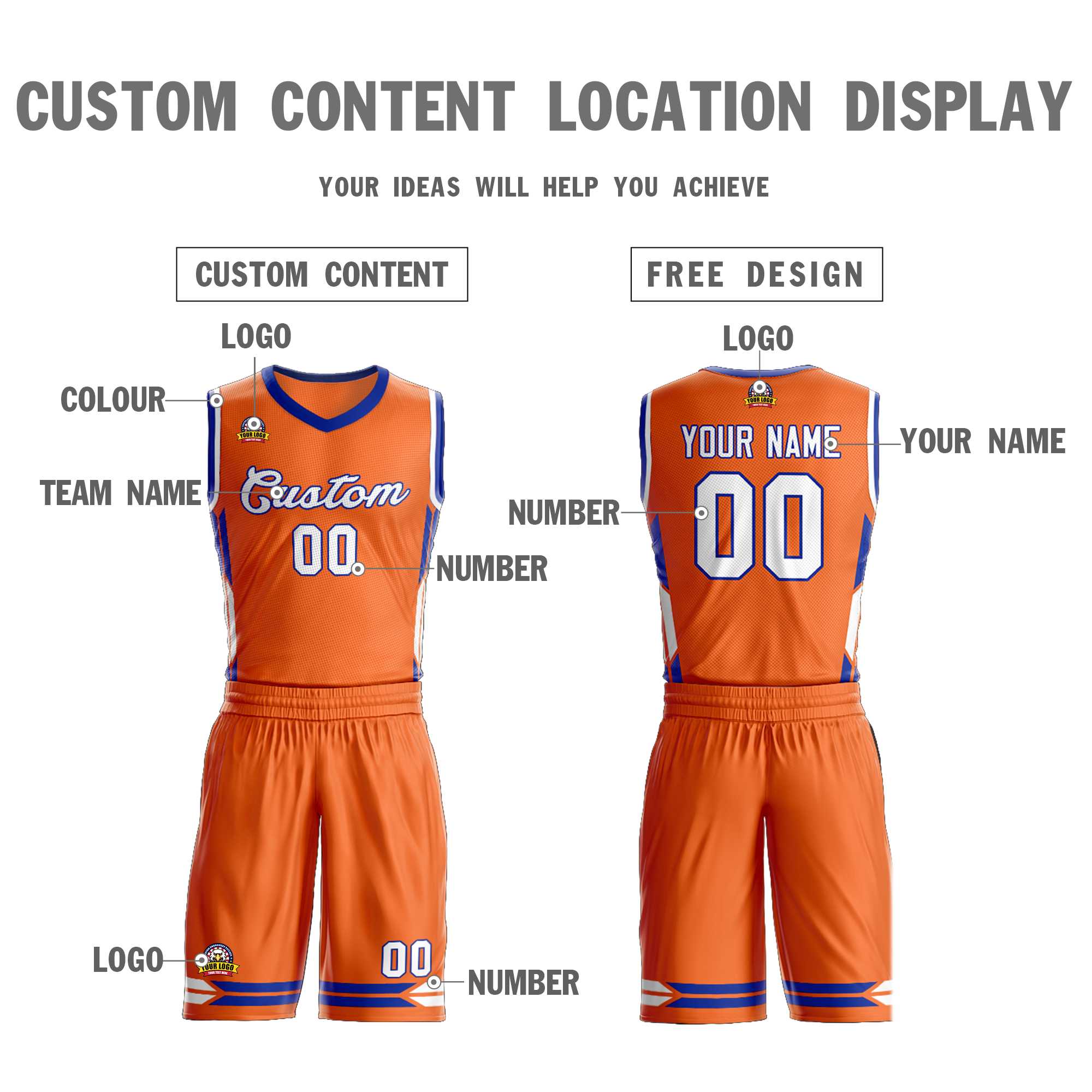 Custom Orange White Classic Sets Mesh Basketball Jersey