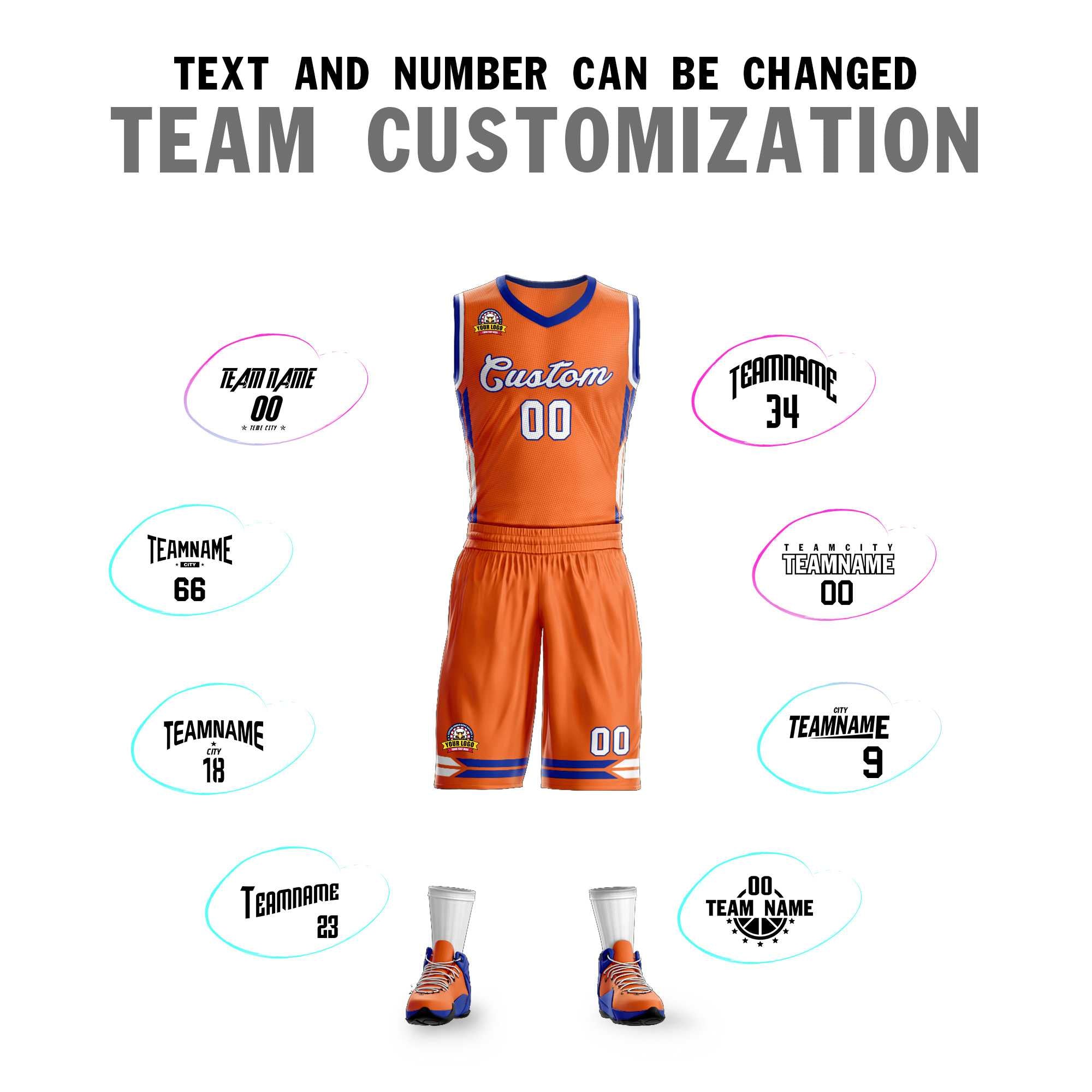 Custom Orange White Classic Sets Mesh Basketball Jersey