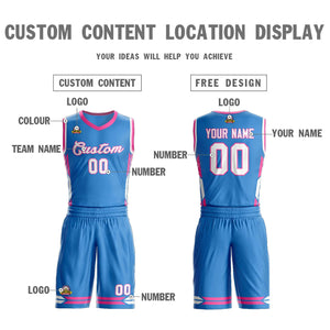 Custom Powder Blue White Classic Sets Mesh Basketball Jersey