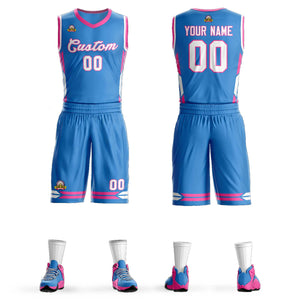 Custom Powder Blue White Classic Sets Mesh Basketball Jersey