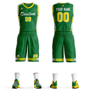 Custom Kelly Green White Classic Sets Mesh Basketball Jersey