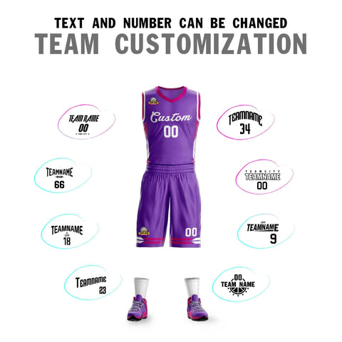 Custom Purple White Classic Sets Mesh Basketball Jersey