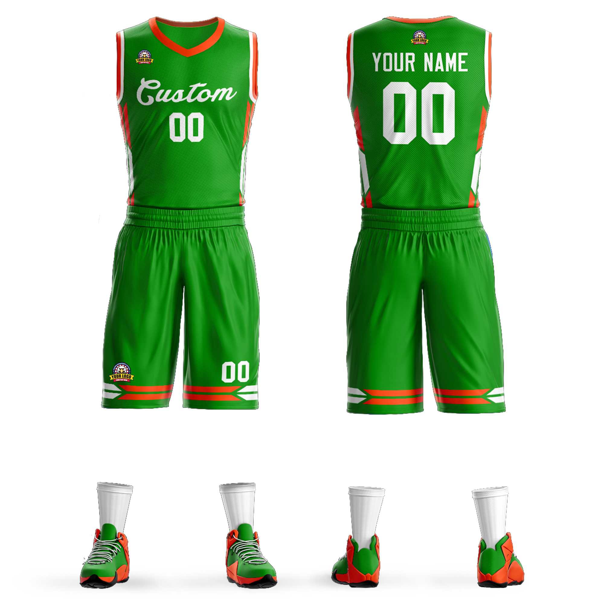 Maillot de basket-ball en maille personnalisé vert vert classique