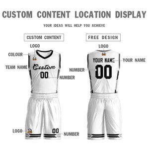 Custom White Black Classic Sets Mesh Basketball Jersey