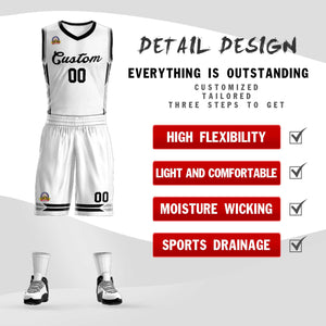 Custom White Black Classic Sets Mesh Basketball Jersey