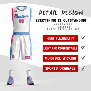 Ensembles classiques bleu clair-rose personnalisés, uniforme de sport, maillot de basket-ball