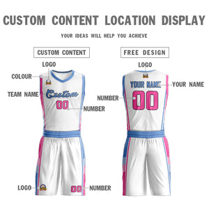 Ensembles classiques bleu clair-rose personnalisés, uniforme de sport, maillot de basket-ball