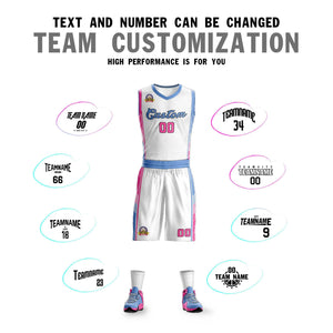 Ensembles classiques bleu clair-rose personnalisés, uniforme de sport, maillot de basket-ball