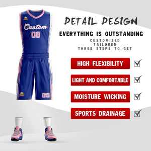 Custom Royal Pink-White Classic Sets Sports Uniform Basketball Jersey