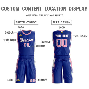 Custom Royal Pink-White Classic Sets Sports Uniform Basketball Jersey