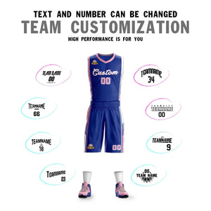 Custom Royal Pink-White Classic Sets Sports Uniform Basketball Jersey