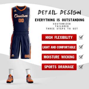 Custom Navy Orange-White Classic Sets Sports Uniform Basketball Jersey