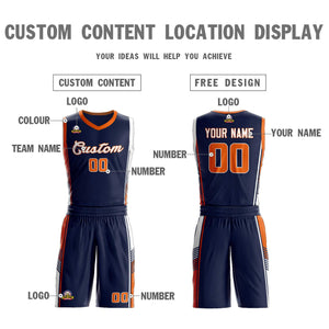 Custom Navy Orange-White Classic Sets Sports Uniform Basketball Jersey