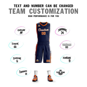 Custom Navy Orange-White Classic Sets Sports Uniform Basketball Jersey