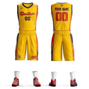 Custom Gold Navy-Orange Classic Sets Sports Uniform Basketball Jersey