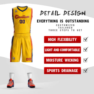 Custom Gold Navy-Orange Classic Sets Sports Uniform Basketball Jersey