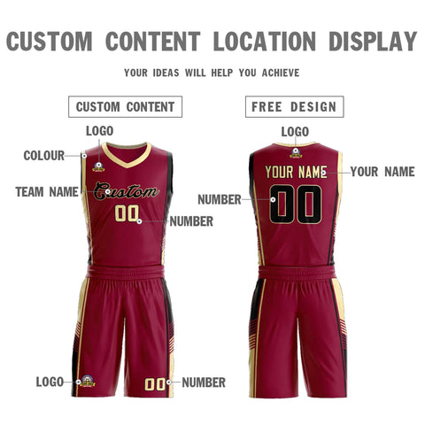 Custom Maroon Cream-Black Classic Sets Sports Uniform Basketball Jersey