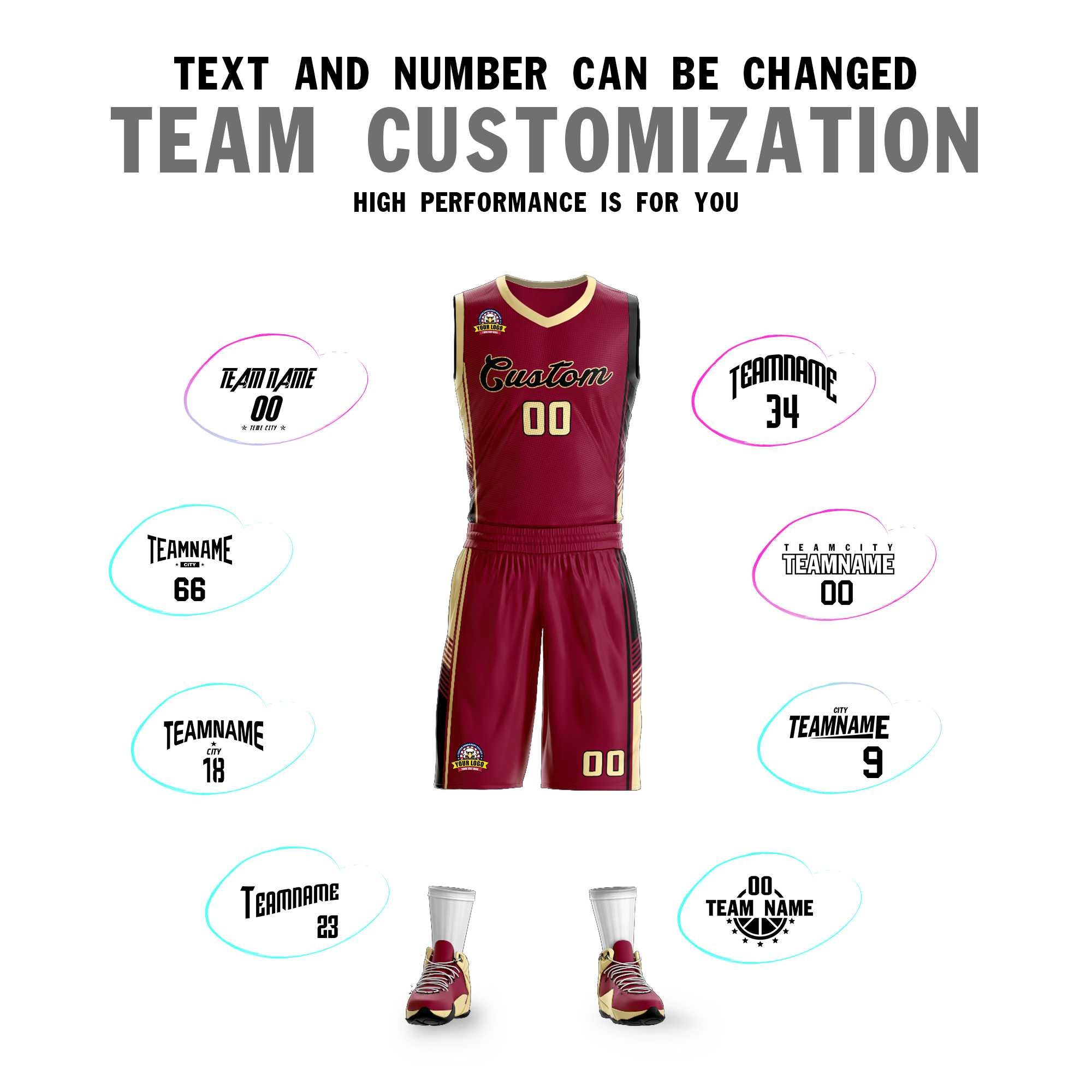 Custom Maroon Cream-Black Classic Sets Sports Uniform Basketball Jersey