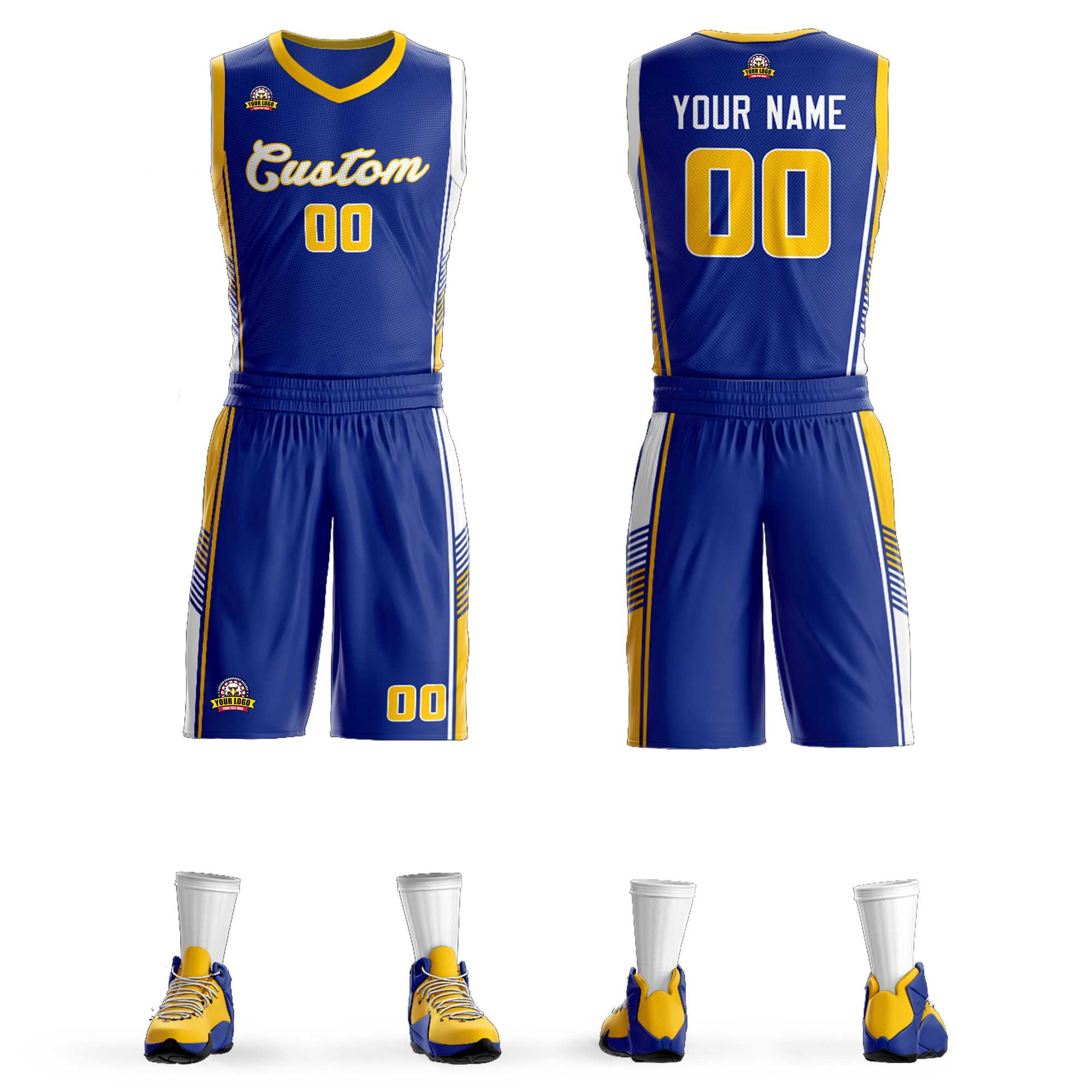 Custom Royal Gold-White Classic Sets Sports Uniform Basketball Jersey