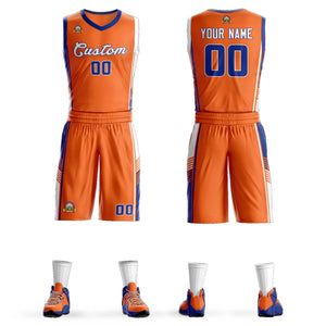 Ensembles classiques Orange Royal-blanc personnalisés, maillot de basket-ball uniforme de sport