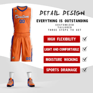 Ensembles classiques Orange Royal-blanc personnalisés, maillot de basket-ball uniforme de sport