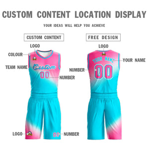 Custom Pink Sky Blue Gradient Fashion Sports Uniform Basketball Jersey