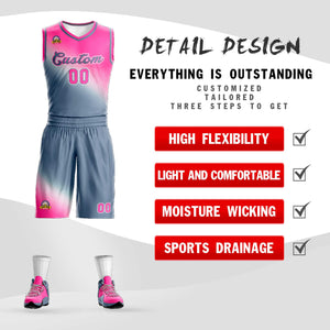 Custom Pink Dark Gray Gradient Fashion Sports Uniform Basketball Jersey