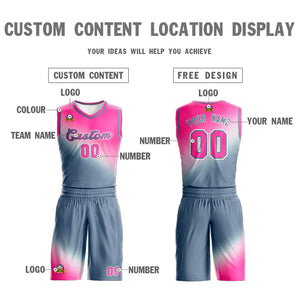 Custom Pink Dark Gray Gradient Fashion Sports Uniform Basketball Jersey