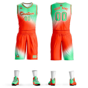 Maillot de basket-ball uniforme de sport de mode dégradé orange vert clair personnalisé