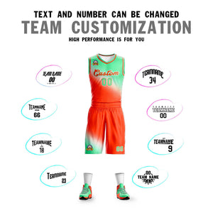 Maillot de basket-ball uniforme de sport de mode dégradé orange vert clair personnalisé