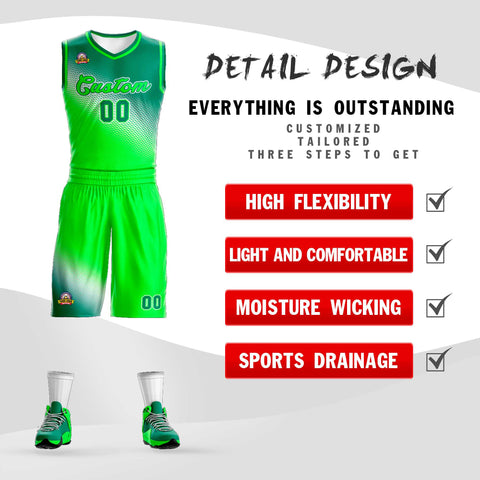 Custom Kelly Green Neon Green Gradient Fashion Sports Uniform Basketball Jersey