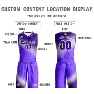 Custom Dark Purple-Purple Gradient Fashion Sports Uniform Basketball Jersey