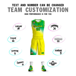 Custom Kelly Green Gold Gradient Fashion Sports Uniform Basketball Jersey